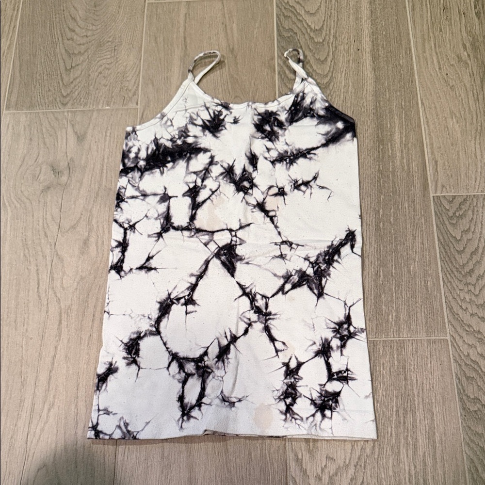 Malibu Sugar Girls Black and White Tie-Dye Top Size 4-6